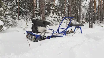 Мотобуксировщик Альбатрос-XL8 с задним модулем по глубокому снегу, честный тест-драйв.